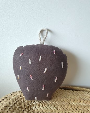 Truskawka z lnu dekoracja / szary, naniby