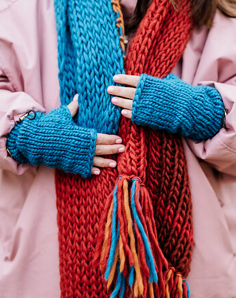 Wełniane mitenki z wełny peruwiańskiej WOOLY, sploteka