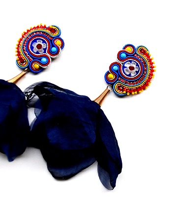Sutaszowe kolczyki  MILLEFIORI blue, Sylwia Żak