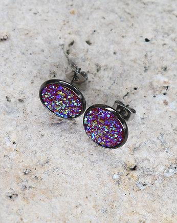 Stalowe kolczyki wkrętki z druzami boho, Spirit Of Copper