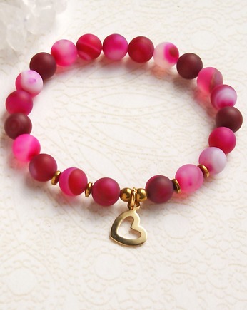 Stal szlachetna & agat FUKSJA :: bransoletka, kaktusia