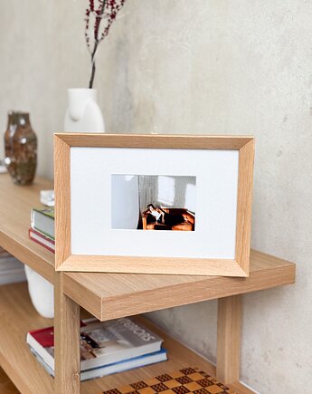 Gruba ramka z litej czereśni - skośny profil , minimalistyczna ramka drewniana, LittlFrameShop