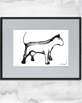 Autorska grafika z ramą - nr 108 - bulterier, Maja Gajewska