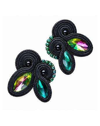 Czerń i zieleń - kolczyki sutasz, Mró Soutache