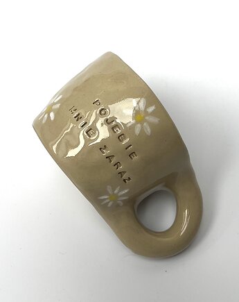 Kubek z brzydkim napisem w kwiatki POJEBIE MNIE ZARAZ 150 ml, rel ceramic