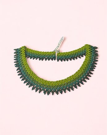 Kolia koralikowa zielony gradient  ręcznie robiona biżuteria handmade, ArtGez
