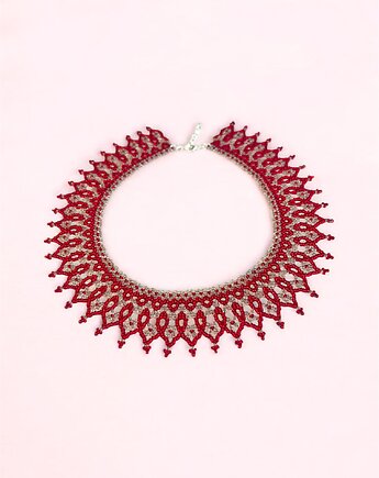 Łemkowska krywulka, naszyjnik koralikowy, kolia handmade, kołnierzyk, ArtGez