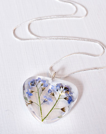 Naszyjnik z niezapominajkami w żywicy - serce, So Jewelry