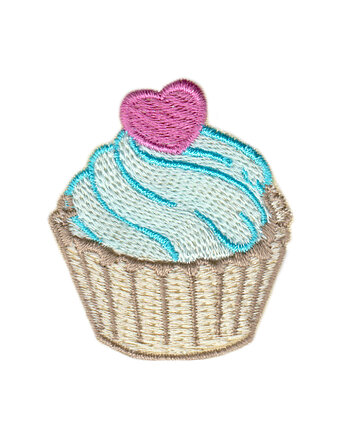 Naszywka naprasowanka BABECZKA MUFFINKA NIEBIESKA termo haft dzieci 4,2x4,7cm, Wyszywane