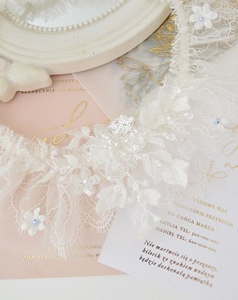 Podwiązka ivory z perełkami Swarovskiego, Anelis Atelier