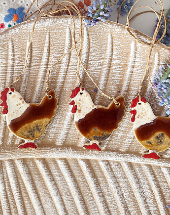 Ceramiczne kury wielkanocne - dekoracje wielkanocne, 10FingersArt