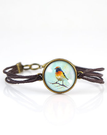 Bransoletka - Kolorowy ptak - sznurki, brąz, yenoo