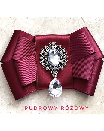 Brosza  Świąteczna z koronkowym kamieniem, Pudrowy Różowy