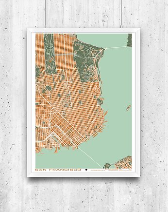 San Francisco - plan miasta, plakat , minimalmill