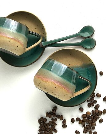 Zestaw dla dwojga - Filiżanka Beczułka ze spodkiem 250 ml - Rajska Plaża, Studio Tyka