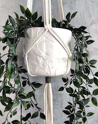 Kwietnik Wiszący Makrama Minimalistyczny Naturalny Styl 90 cm, Pracownia Wardin