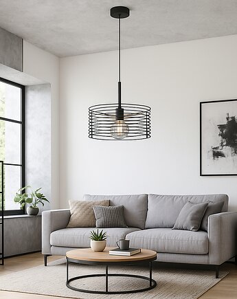 Czarna lampa wisząca do salonu w stylu loftowym CLIZA LOFT, lampy loftowe LYSNE LOFT