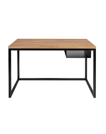 Biurko loftowe stal drewno czarne 120cm x 50cm dąb industrialne, HOGGA