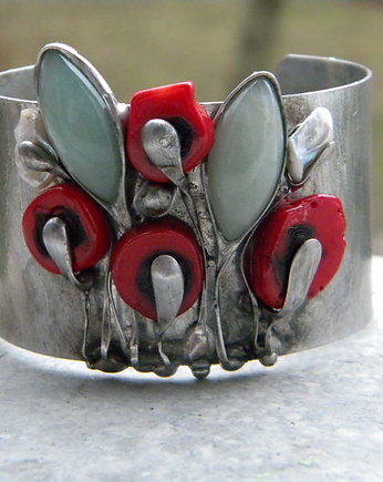 Czerwony koral robaczywka     - BRANSOLETA MANKIET  CUFF, Beata Trotter