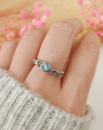 Pierścionek Topaz regulowany stal chirurgiczna handmade, byNostawen