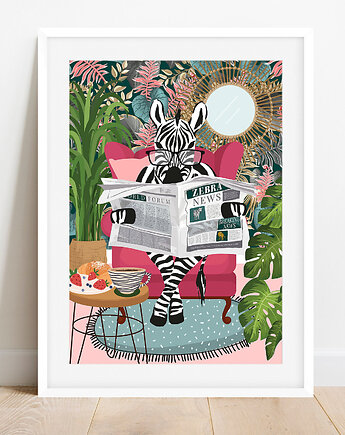 Plakat Zebra w tropikalnym salonie, Harvest Maison
