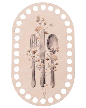 Podstawa Drewniana Owalna 20x12cm do Koszyczka na Sztućce Baza Dno Szydełko, smxdsgn