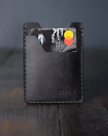 Minimalistyczny portfel skórzany na karty czarny, Wildleather
