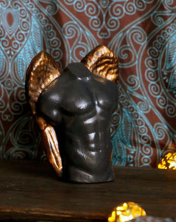 Czarno złoty anioł, figurka z gipsu, wys. 10,5 cm, JBJart Justyna Jaszke