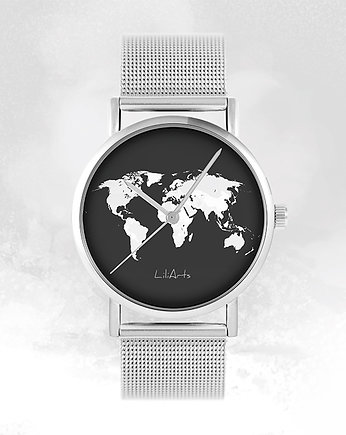 Zegarek - Mapa świata - metalowy, 