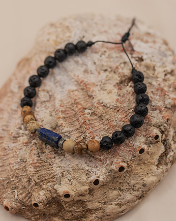 Bransoletka Męska Lapis Lazuli Jaspis Onyks, w hand works