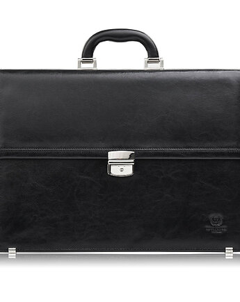 Aktówka męska skórzana do ręki i na ramię elegancka czarna S-44-BL, Paolo Peruzzi