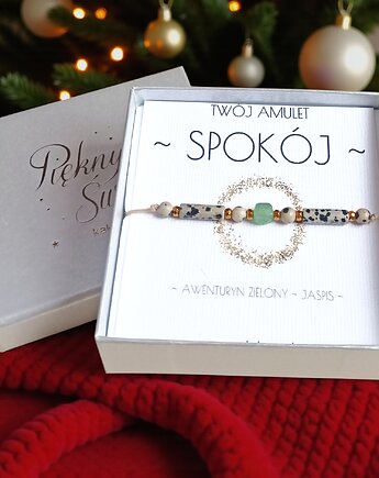 Amulet - SPOKÓJ - świąteczne pudełko - jaspis, awenturyn, kaktusia