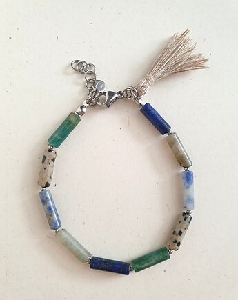 Bransoletka patyczki z lapis lazuli, jaspisem, agatem mszystym, modesign