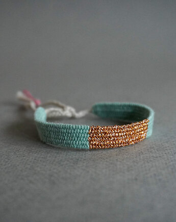 Bransoletka tkana handmade, na sznurku, Słońcem Tkane
