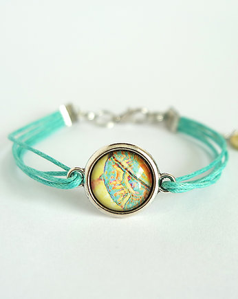 Bransoletka - Pastelowa - turkusowa, sznurki, yenoo