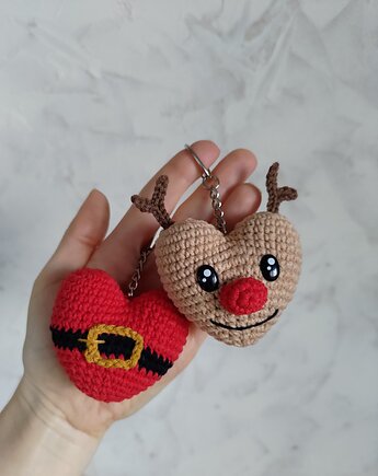 Zestaw breloków świątecznych, Brelok serduszko, Upominek świąteczny, EcoToysByNastya