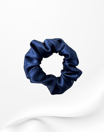 Jedwabna scrunchie gumka frotka midi granatowa, Zdunetti