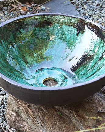 Ceramiczna Umywalka: Turkusowa Funkia, Ceramika Nastawka