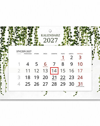 Kalendarz Ścienny Pojedynczy 2027 Botaniczny A4, Planerum