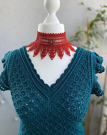 Rudy jarzębinowy koronkowy choker, Księżycowa ćma