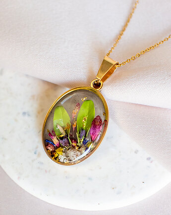 Wisiorek z kompozycją kwiatową, nature gift