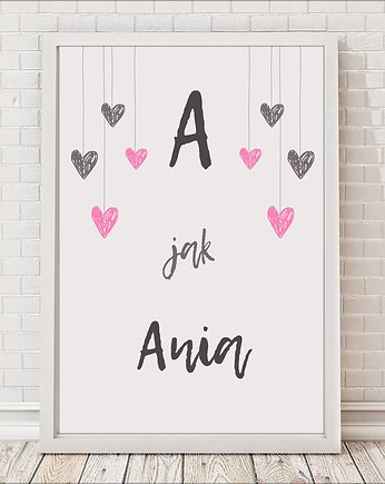Plakat personalizowany z imieniem dziecka, sielankowo