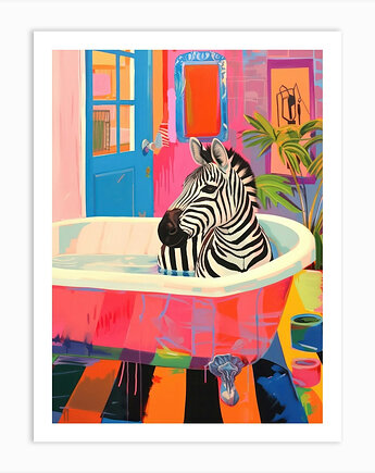 Plakat Zebra w Kolorowym Wnętrzu, Harvest Maison