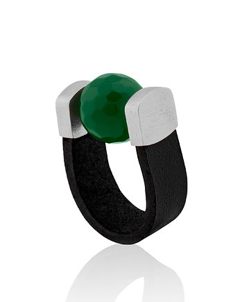 Pierścionek Green Agate Ring in Silver, OSOBY - Prezent dla Dziewczyny
