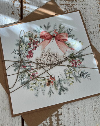 Stylowa ręcznie robiona kartka świąteczna Merry Christmas, sorte