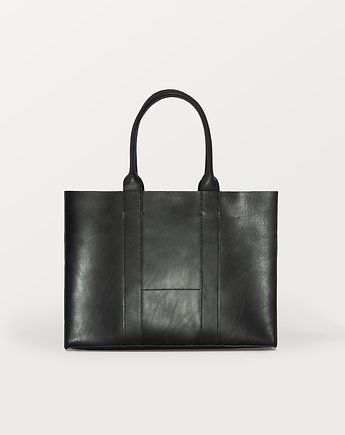 LARGE TOTE BAG black natural leather / DUŻA TORBA TOTE czarna, ordinary