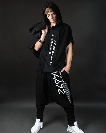 Czarny t-shirt z kapturem Express yourself, PIKIEL