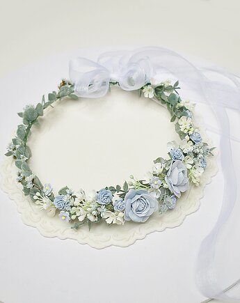 Wianek komunijny dla dziewczynki biel, zieleń, błękit, Petite Dame