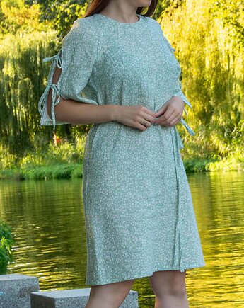 Boho Romantyczna Muślinowa Letnia Sukienka Do Kolan W Stylu Country, 100% Baw, Lariko Studio