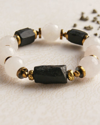 MIŁOŚĆ, OCHRONA - unikatowa bransoleta - kwarc, turmalin, kaktusia